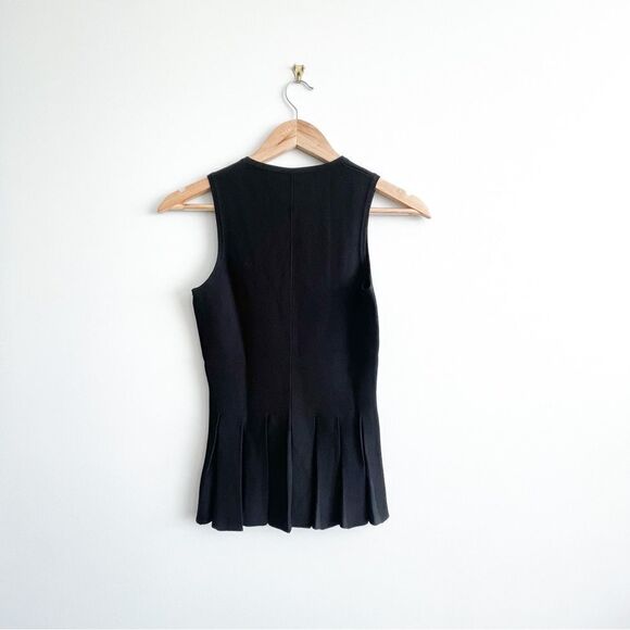 Theory Top Pleated Peplum B Knitted Black Sleeveless Women's S Dry Clean - Picture 2 of 7